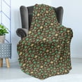 thumbnail image 4 of Tea Party Soft Flannel Fleece Blanket, Cups and Pots with Different Floral Motifs on Dotted Brown Background, Cozy Plush for Indoor and Outdoor Use, 50" x 60", Sea Green Brown Beige, by Ambesonne, 4 of 5