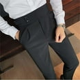 thumbnail image 6 of OSOLU Men Slim Fit Small Foot High Waist Business Solid Color Straight Leg Suit Pants Trousers Fashionable Classic Leisure Bottoms, 6 of 6