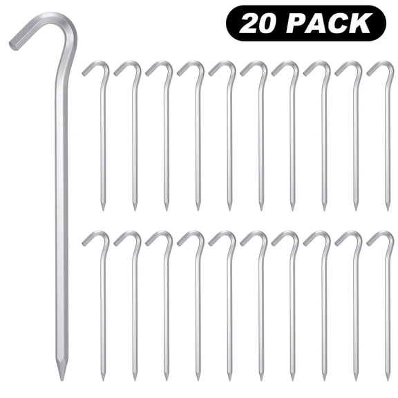 Hengguang 20 Pack Heavy Duty Tent Stakes, 7" Galvanized Steel Pegs for Camping, Garden and Inflatable