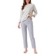 thumbnail image 1 of Conjunto de lounge para mujeres ATHLECHIC de algodón con estampado de fresas a rayas y puntos, camiseta de manga larga con cuello redondo, conjunto de pantalones con patrón lindo, pijama XS a rayas, 1 of 6