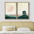 thumbnail image 3 of IDEA4WALL Framed Canvas Print Wall Art Set Gold Birds, Pink & Green Gradient Mountain Landscape Nature Modern Art Colorful Artwork for Living Room, Bedroom, Office - Natural 16"x24"x3, 3 of 5
