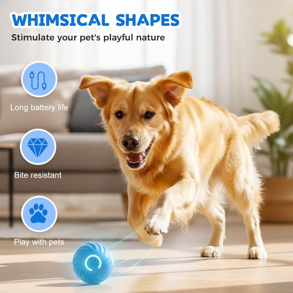 Interactive Dog Toys Dog Ball, Automatic Flashing Light Up Ball, Bite-Resistant Chew Toy to Stimulate Play and Relieve Boredom for Dogs and Cats