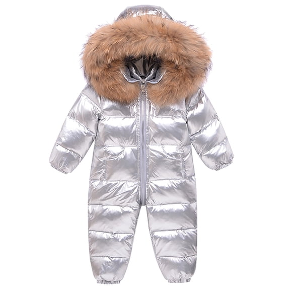Mercatoo Baby Girls Boys Metallic Snowsuit Waterpr𝗼of Windproof Puffer Snowsuit Insulated One Piece Ski Jumpsuits Warm Zipper R𝗼mper