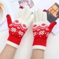 thumbnail image 5 of Dyfzdhu Women Touch Screen Gloves Warm Stretch Knitted Winter Warm Christmas Snowflakes Printing Golves Outdoor Red, 5 of 8