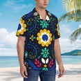 thumbnail image 3 of Gukieu Colorful Mexican Flower Print Men's Short-sleeved Shirts, Button-down Lapel Hawaiian Shirts, T-shirts, Beach Vacation Summer Casual Wear,X-Large, 3 of 7