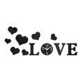 thumbnail image 1 of Reloj de pared con forma de corazón de amor, adhesivo decorativo para pared, arte creativo y silencioso para el hogar. Negro, 1 of 9