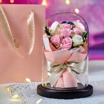 Gifts for Women Birthday Christmas Preserved Rose Bouquet Forever Flower in Glass Dome Light up Roses for Grandma Wife Her from Daughter Anniversary Romantic Gift Valentines Day Wedding