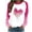 Pink1, variant on Women's Valentine's Day Heart Print Long Sleeve Blouse, Casual Loose Fit Comfortable Tops, All Season Soft Polyester Shirt
