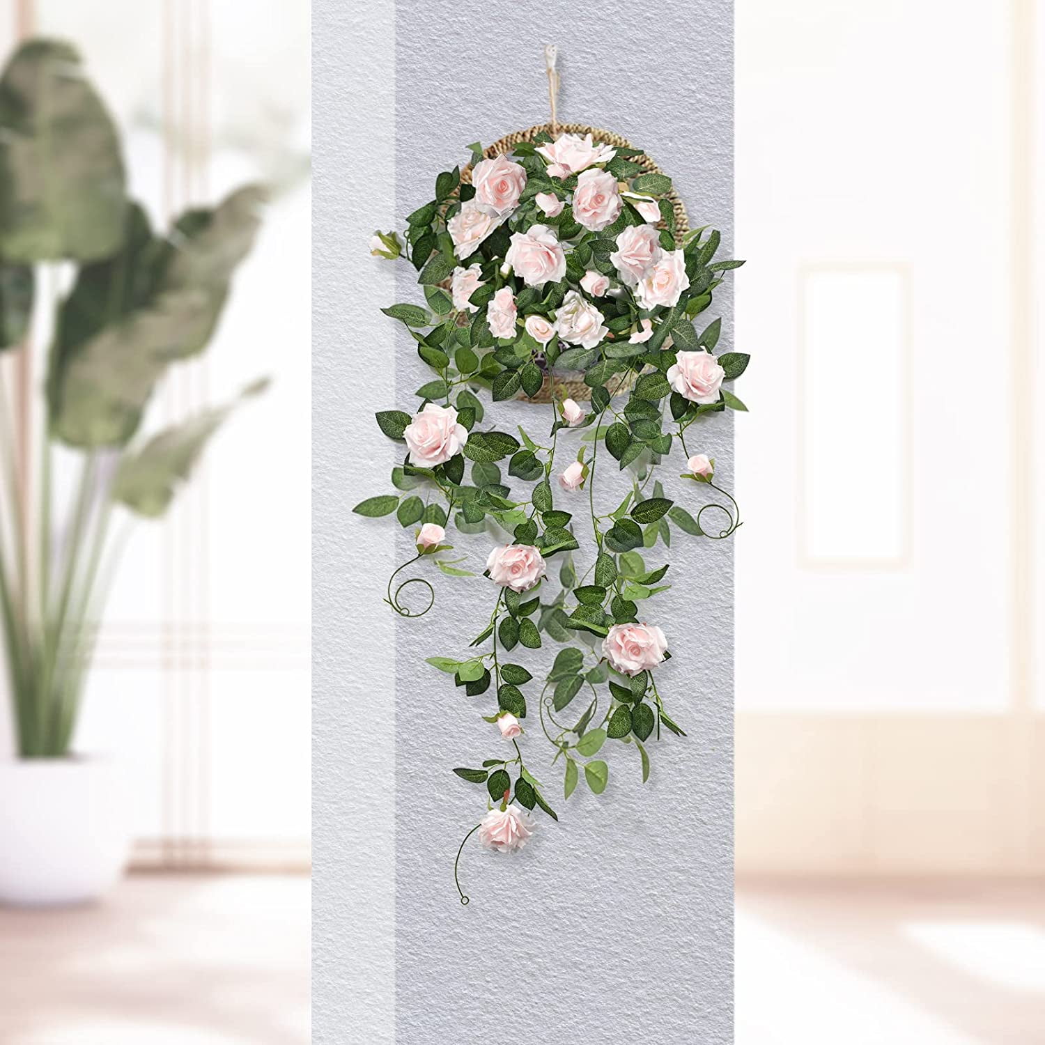 12ft 2 Bendable Flower White Garlands Artificial Silk Wild Rose