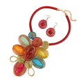 thumbnail image 3 of Boho Aluminum Wire Necklace Earring Set With Resin Bead For Women Tribal Fashion Costume Jewelry Earring Sets Unique Colorful Collar Choker, 3 of 3