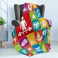 thumbnail image 4 of Fitness Soft Flannel Fleece Throw Blanket, Different Colorful Fitness Healthy Lifestyle Motivation Activity Weight Loss, Cozy Plush for Indoor and Outdoor Use, 70" x 90", Multicolor, by Ambesonne, 4 of 5