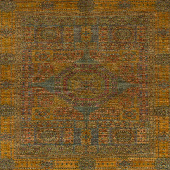 Ahgly Company Machine Washable Indoor Square Abstract Light Brown Area Rugs, 4' Square