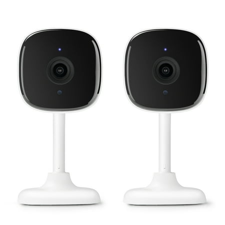 Merkury Smart 1080P Smart Indoor Security Camera with Voice Control - Requires 2.4 GHz Wi-Fi (2 pack), White