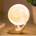 thumbnail image 1 of Moon Lamp-Home DÃ©cor, Brightness Control, LED Night Light, Bedroom, Living Room, Ceramic Hand Base, 3.5", 1 of 16