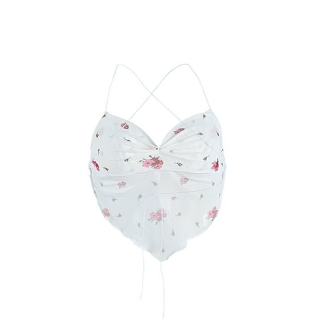 

Fanvereka Women Y2K Crop Tops Sexy V Neck Spaghetti Strap Corset Vest Floral Print