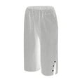 thumbnail image 6 of GZWYHT Women's Casual Summer Bermuda Shorts，Beach Lightweight Capri Pants Cotton Linen Shorts With Pockets Trendy Casual Summer Beach Outfits Knee Length Long Linen Shorts，Blue 4XL, 6 of 9
