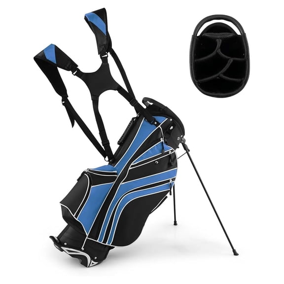 Golf Stand Bag 6 Way Divider with 8 Pockets, Lightweight Portable Golf Bag for Men & Women, Rain Hood, Umbrella Holder Blue