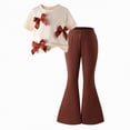 thumbnail image 4 of HCNTES Girls Clothes Summer Short Sleeve Print Shirt Flared Pants 2PCS Set Little Girl Outfits Size 2-7 Years Girls 4T 5T 6T School Outfits Set(D01-Brown,3-4 Years), 4 of 4