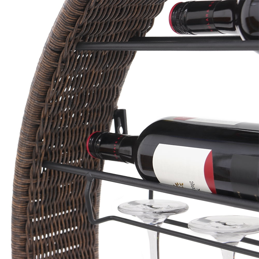 Abble 6 Bottle Wall Mounted Wicker Wine Bottle and Glass Rack