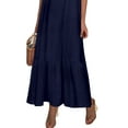 thumbnail image 3 of KVMeteor Women Casual Cotton Linen Dress Plain Sleeveless Maxi Long Dress, 3 of 4