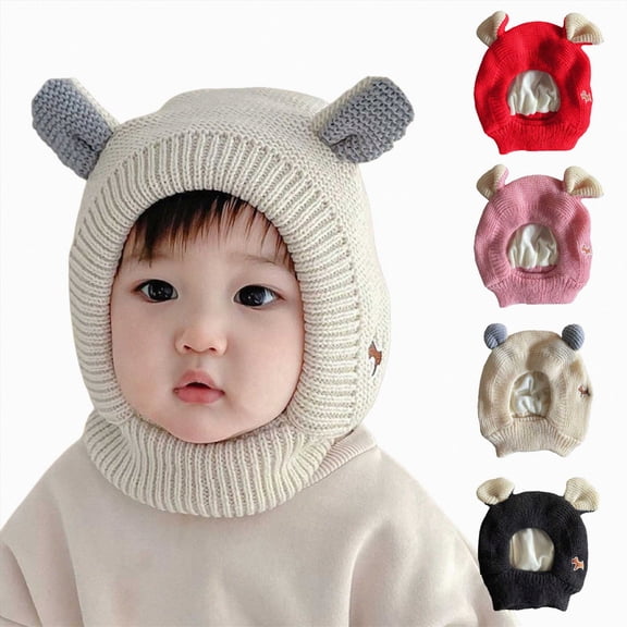 WUANDIXFA Winter Hats Baby Beanie Winter Hat with Bear Ear for Infant Toddler Boys Girls Soft Knitted Skull Cap,Grey,6-36 Months