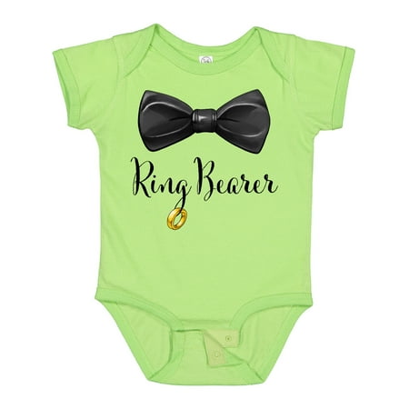 

Inktastic Ring Bearer- Black Bow Tie Gift Baby Boy Bodysuit