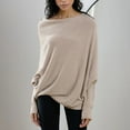 thumbnail image 3 of UJNDER Boat Neck Sweaters for Women Spring Long Sleeve Soft Knit Loose Baggy Pullover Top Khaki One Size, 3 of 4