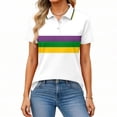 thumbnail image 5 of Hearthz Striped Women’s Short Sleeve Athletic Polo Shirt 3 Buttons Collared Tennis Tops UPF 50+ Sun Protection Womens Golf Shirt White L, 5 of 6