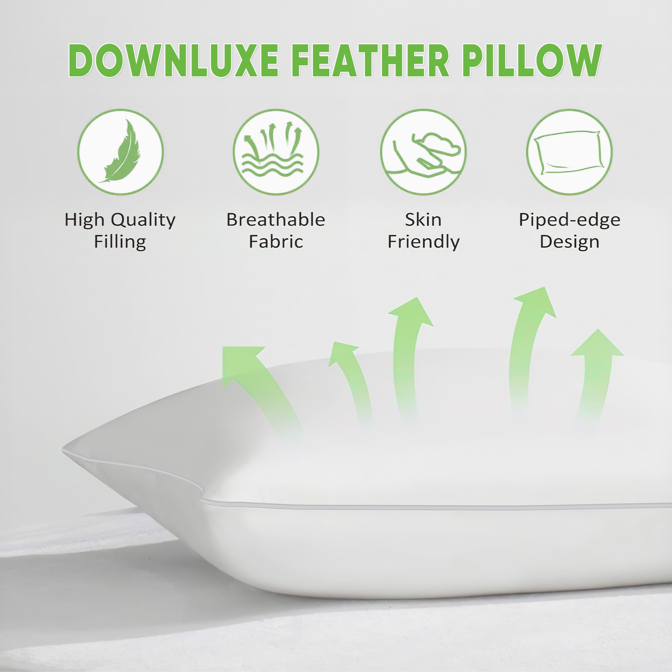 Teler Goose Feather Down Pillows for Sleeping,Luxury Hotel Collection Queen Size Soft Bed Pillow,1 Pack,Queen (20.2" x 28.2")