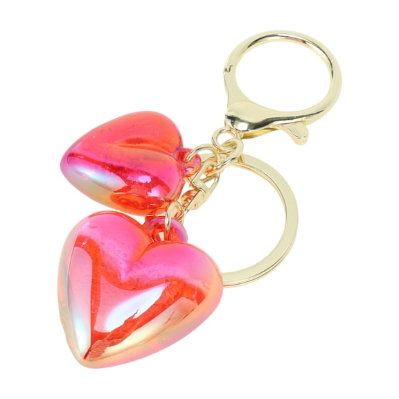 Unique Bargains 1 Pc Double Heart Keychain Red Acrylic Metal