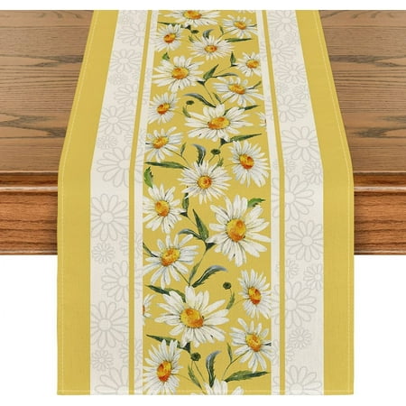 

Yellow Daisy Spring Table Runner Easter & Summer Holiday Decoration 13x72 Inch