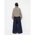 thumbnail image 4 of Katigan Womens Half Zip Fleece Striped Jacket Oversized Stand-Up Collar Sweatshirt Warm-Fuzzy Outerwear Blue XL, 4 of 6