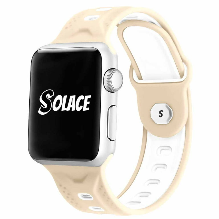 SolaceBands Geo Silicone Band Compatible with Apple Watch in Sand and White 42 44 45 49MM