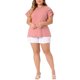 thumbnail image 2 of Agnes Orinda Blusas de verano para mujer de talla grande con panel de encaje y mangas cortas huecas 3X Rosa, 2 of 6