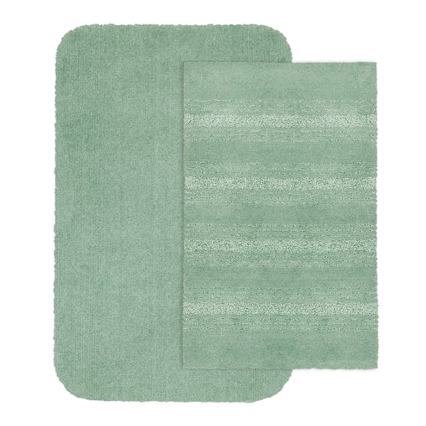 Better Homes & Gardens American Made Nylon Bath Rug Set, Green, 2Piece
