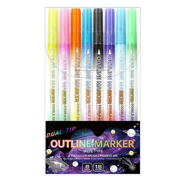 Self-Outline Marker Self-Outline Marker Set Quick-Drying Mess-Free Brilliance Vibrant School Project