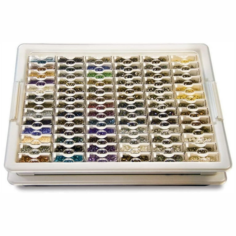 Bead Storage Solutions Elizabeth Ward 14,785 Piece Assorted Glass and Clay  Beads Set with Plastic See-Through Stackable Tray Organizer