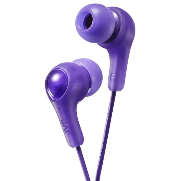 JVC Gumy in Ear Earbuds, Sonido potente, Ajuste cómodo y Seguro, Piezas de Silicona S/M/L - HAFX7V Púrpura, Pequeño