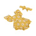 thumbnail image 4 of Infant Baby Girls Daisy Romper Ruffle Bodysuit Floral Jumpsuit+Headband Clothes, 4 of 8