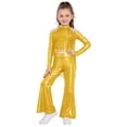thumbnail image 4 of Eandarui Kids Girls Sparkly Rave Festival Set Disco Party Dance Outfits Sequin Ballet Dancewear Gold 14, 4 of 6