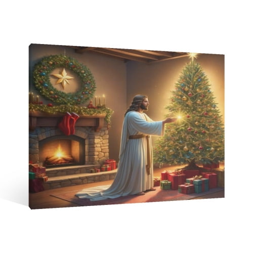 Vintage Jesus Canvas Wall Art Wall Art Paint Framed, Jesus Pictures Canvas Print Posters Wall Decor, Christian Christmas Wall Art Home Decor for Living & Prayer Room Bedroom Wall Decor Framed