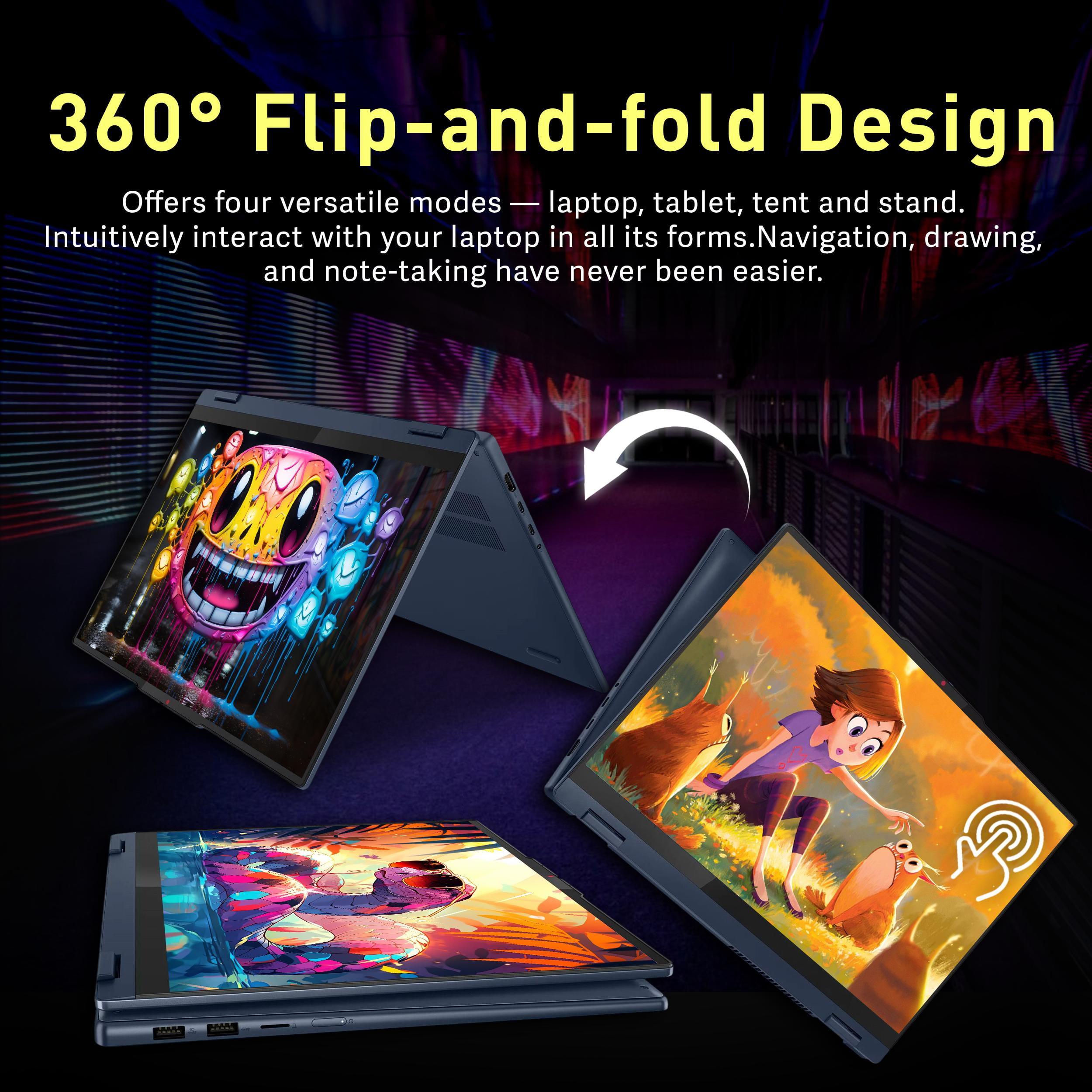 Lenovo Ideapad 5 16" 2-in-1 Touchscreen Laptop, AMD Ryzen AI 7 350, 16GB RAM, 1.5TB Storage(512GB SSD+1TB Dock Station), AMD Radeon 860M, Backlit Keyboard, Win 11 Pro, Blue