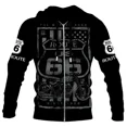thumbnail image 3 of Sudadera con capucha y cremallera para hombre, informal, nueva, de primavera y otoño, con estampado de la Ruta 66, de manga larga, estilo urbano, holgada y de gran tamaño, 3 of 5