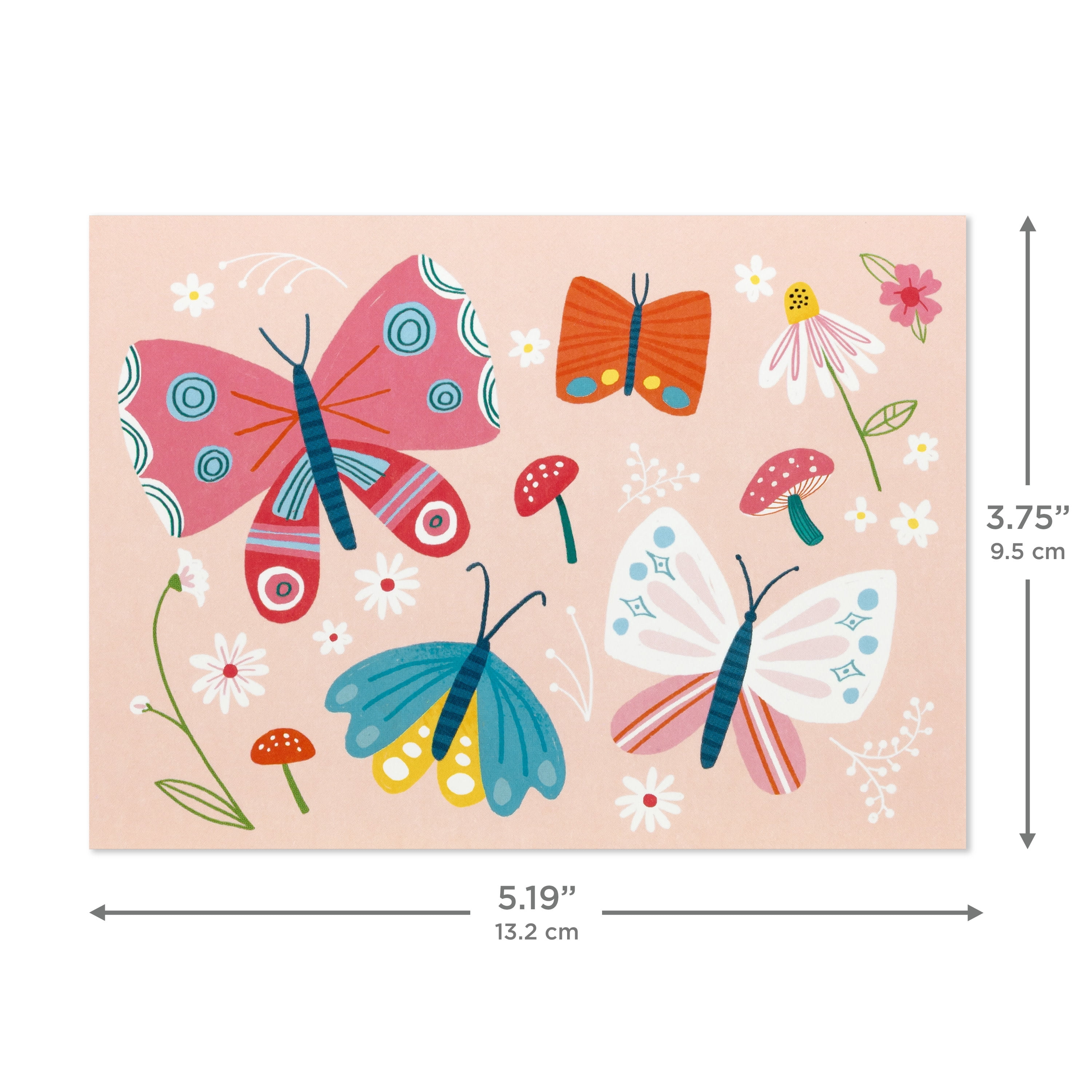 Hallmark Blank Notes (Pink Butterflies), 20 Count