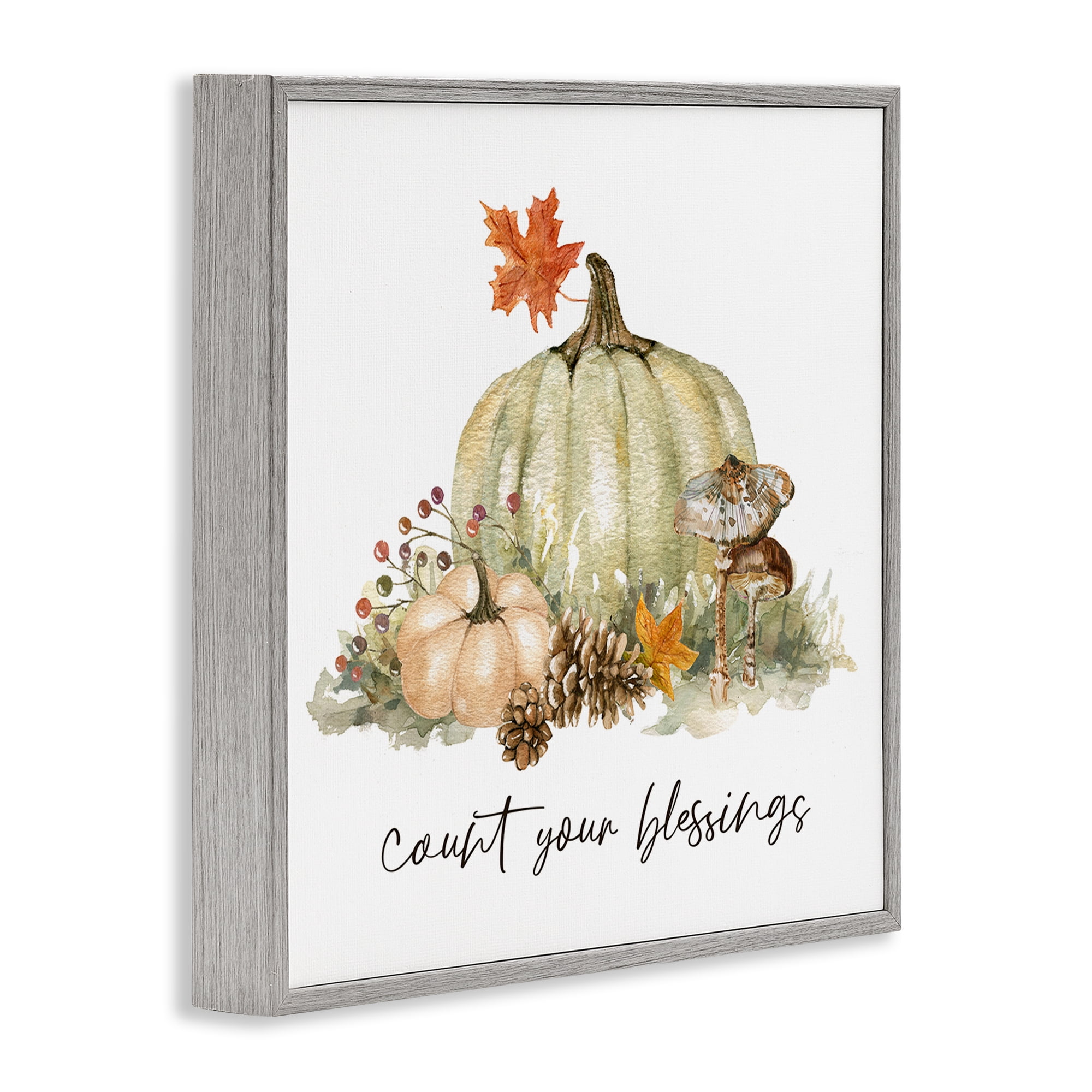 Stupell Industries Count Your Blessings Botanical & Floral Painting Gray Framed Art Prints Wall Art, 24 x 24