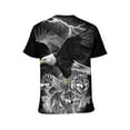 thumbnail image 2 of LAOLIUSN Men's Bald Eagle Wolf Graphic T-Shirt, Lightning 3D Print Short Sleeve Crewneck Tees, 2 of 7