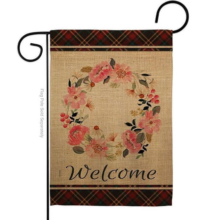 Welcome Wreath Floral Double-Sided Decorative Garden Flag, Multi Color