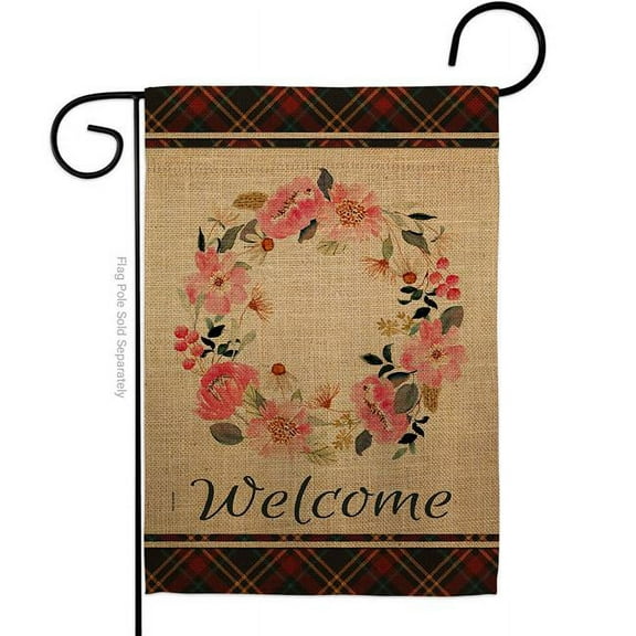 USA Decoration G170028-BO Welcome Wreath Floral Double-Sided Decorative Garden Flag, Multi Color