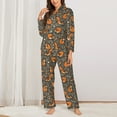 thumbnail image 2 of KLL Fox And Mushroom Print Women's Long Sleeve Pajamas with Pants Sleepwear Loungewear 2 Set-Large, 2 of 7