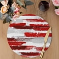 thumbnail image 3 of Red Abstract Round 13 Inch Placemats Set of 6, Grey Modern Mottled Art Oil Painting HeatResistant Non Slip Place Mats for Dining Table, Wipeable Braided Kitchen Table Mats for Housewarming, 3 of 9